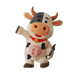 Mascot Cute Cow Greetings Hello