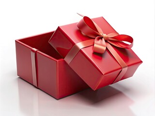 Obraz premium Minimalist empty red gift box, isolated. Perfect for packaging mockups and holiday designs.