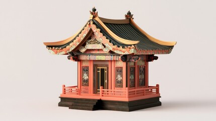 Fototapeta premium Traditional Asian Temple with Intricate Design and Vibrant Colors