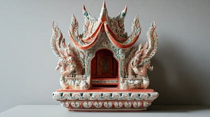 Obraz premium Intricately Decorated Thai Spirit House with Mythical Creatures