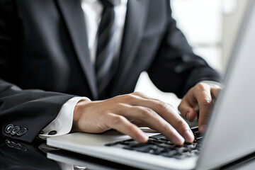 Professional Typing on Laptop During Work