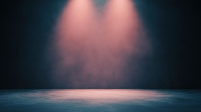 Dramatic Moody Stage Light Background with Atmospheric Pink and Blue Hues for Theater Performance and Creative Design Spaces Highlighting the Mystique of Performance Arts Ambiance