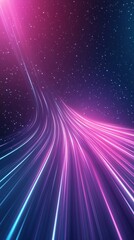 Neon Space Time Warp with Glowing Stars in Vibrant Galaxy, Abstract Futuristic Sci-Fi, Cosmic Light Trails and Streaks, Dynamic Energy Flow with Deep Pink and Blue Colors in Universe