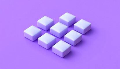 Nine light purple cubes arranged on a purple background.