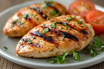 Grilled Chicken Breast Served with Fresh Vegetables