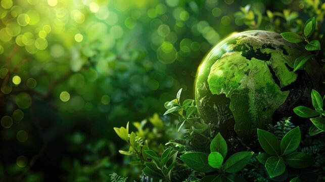 Ecology and environment concept with green planet Earth