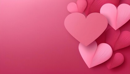 Valentine background, copy space, heart and flower, paper cut style