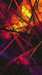 Fototapeta premium Abstract Intersecting Lines Red Orange Yellow Artwork