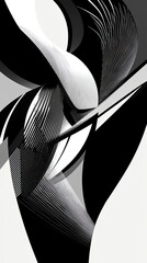 Abstract Black and White Swirling Lines Design