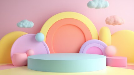 Fototapeta premium 3D abstract shapes in a pastel palette