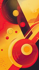 Obraz premium Abstract Red Yellow Geometric Circular Design