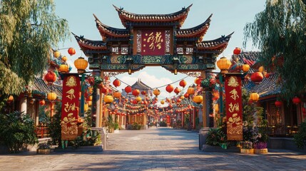 Obraz premium Beautifully Decorated Chinese Archway