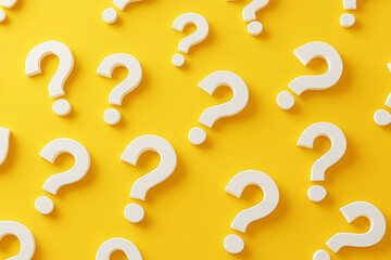 Abstract Question Marks on Bright Yellow Background