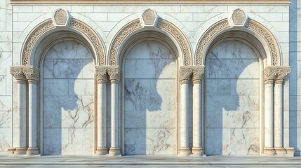 Obraz premium Elegant Architectural Arches with Intricate Details on Marble Wall