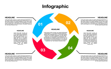 colorful 4 step circle infographic template for business, presentation and banner.