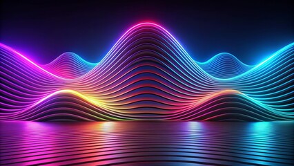 Abstract Neon Waveform Landscape with Vibrant Gradient Illumination