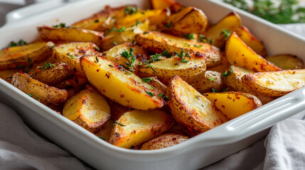 Crispy Thick-Cut Fries with a Sprinkle of Fresh Herbs