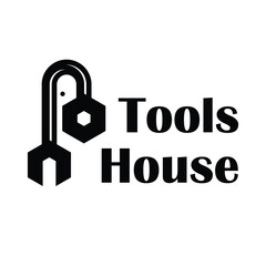 tools house flat minimalist logo design