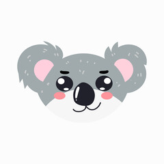 head koala cartoon illustration character. animal forest cartoon