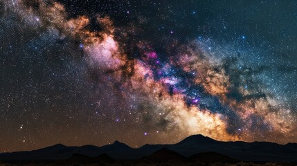 Naklejka premium Colorful milkyway galaxy night stars landscape