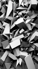 Fototapeta premium Abstract grayscale image of fragmented geometric shapes