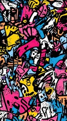 Abstract Colorful Graffiti Style Artwork Featuring Bold Shapes and Lines