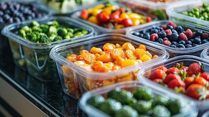 Obraz premium Nutritious Meal Prep: Balanced Food Portions for Healthy Eating