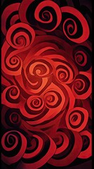 Abstract Red And Black Swirling Spiral Design