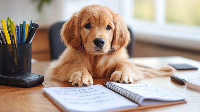 Adorable Golden Retriever Puppy Teaching English