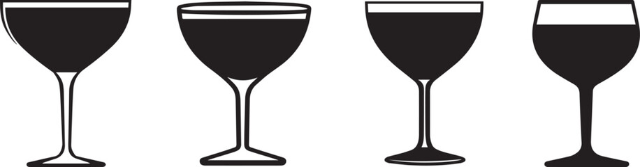 Silhouette of coupe of glass toasting for a New Year’s Eve vector silhouette