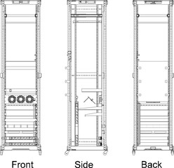 vector illustration design image server rack for small industry internet connection looks various sides