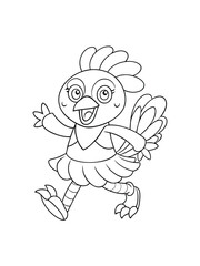 cute and funny animal cartoon drawing for kids coloring page