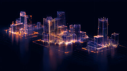 Fototapeta premium Digital Urban Environment Scan - Autonomous Vehicle Navigation Technology