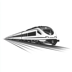 Fototapeta premium High-speed train in motion, monochrome illustration.