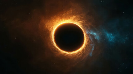 Vibrant Black Hole Surrounded by Celestial Light Displaying Cosmic Phenomena