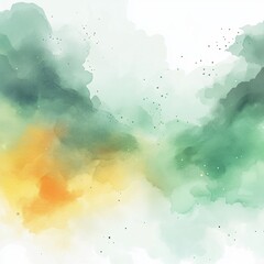 Fototapeta premium Painting of a cloudy sky with green and yellow colors