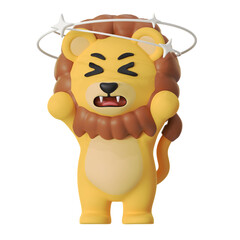 Mascot Cute Lion Confused Headache dizzy