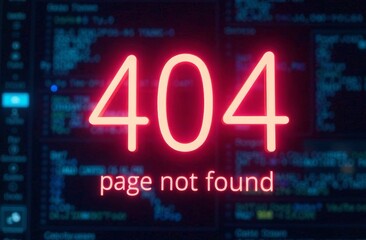 A bright red error message displays the number 404, indicating that the requested page cannot be found.