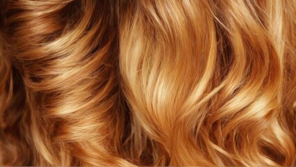 Fototapeta premium Woman with cascading goldenbrown curls on blurred background