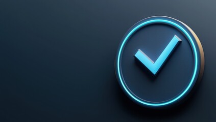 Glowing checkmark icon on dark background for digital design