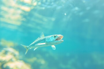 Barracuda's sharp teeth close-up marine photography