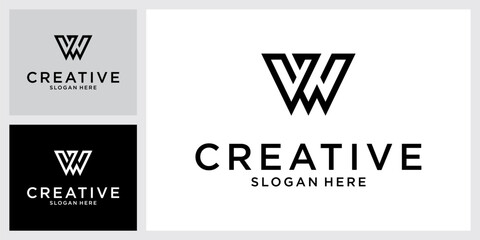 W or WW initial letter logo design vector