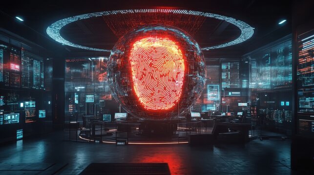 Visual of a fingerprint scanner highlighting biometric data privacy concerns close up