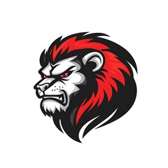 Angry Lion Mascot Logo.  Powerful Animal Head Graphic Design.