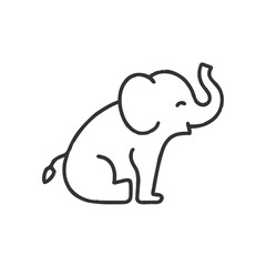 Fototapeta premium sitting happy elephant silhouette vector illustration