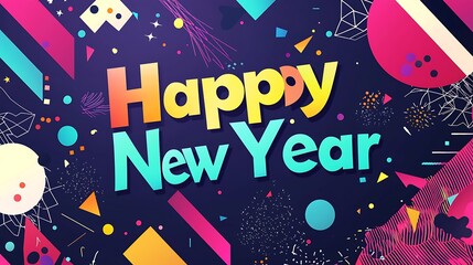 A colorful poster with a happy new year message