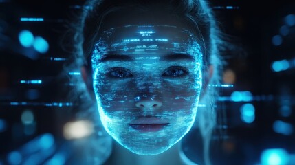 Image of a person holding a digital ID card with their photo blurred out for privacy focus on the blurred area in a corporate office