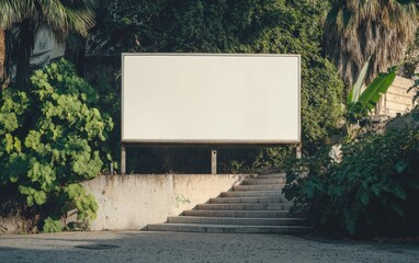 Fototapeta premium Blank Outdoor Billboard Surrounded by Greenery