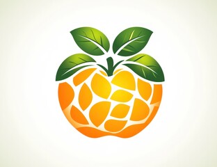 Stylized orange fruit with leaves, mosaic segments.