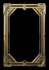 vintage Golden Antique Picture Frame designed as a decorative border for a blank picture on black background